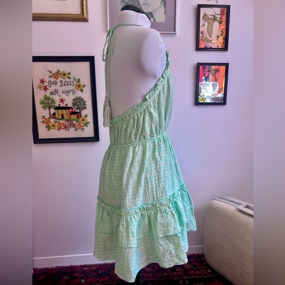 Majorelle Mint Gingham Halter Ruffle Dress – Size M - Picture 11 of 13